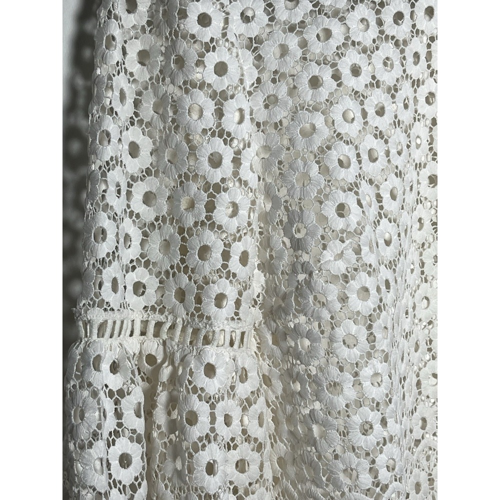 J CREW White Daisy Lace Boxy Top Blouse Bell-Sleeve Sz 2 Boho Floral Whimsy - Picture 2 of 15